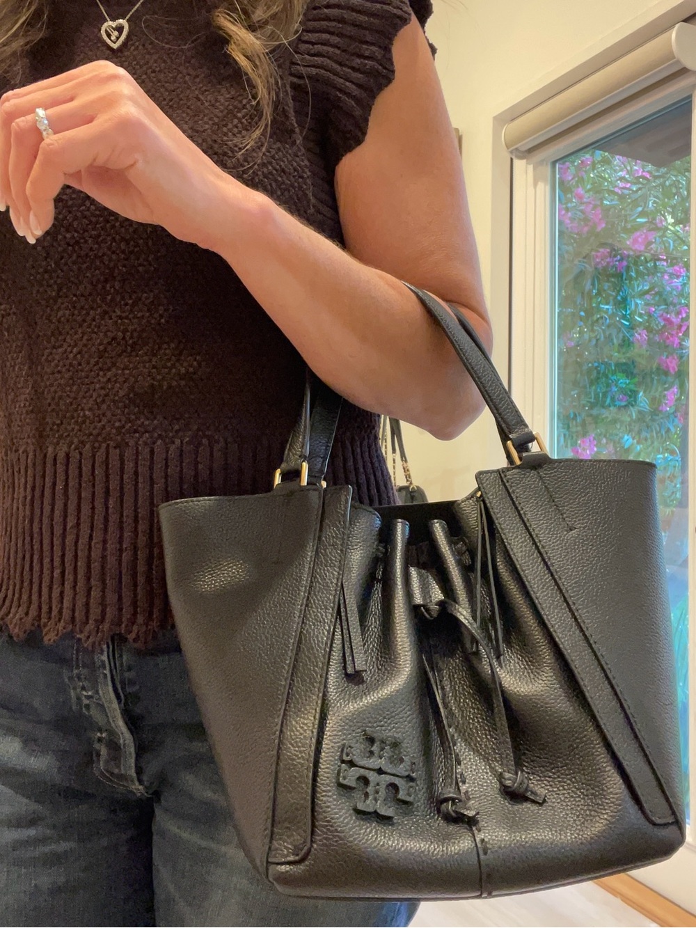 Tory Burch McGraw Dragonfly Black  Leather Handbag - Picture 8 of 8